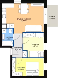 3 pokoje, mieszkanie 51,71 m², piętro 2, oferta nr C18, Rodzinna Malta, Poznań, Warszawskie-Pomet-Maltańskie, Komandoria, ul. Bnińska