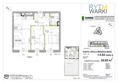 3 pokoje, mieszkanie 55,88 m², piętro 1, oferta nr 1.B.1.55, Rytm Warki, Warka, ul. Armii Krajowej 4A, 4B