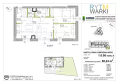 3 pokoje, mieszkanie 60,24 m², parter, oferta nr 1.A.0.08, Rytm Warki, Warka, ul. Armii Krajowej 4A, 4B