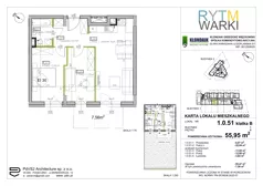3 pokoje, mieszkanie 55,88 m², piętro 1, oferta nr 1.B.1.55, Rytm Warki, Warka, ul. Armii Krajowej 4A, 4B