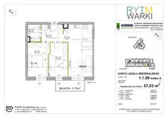 3 pokoje, mieszkanie 57,03 m², piętro 1, oferta nr 1.A.1.09, Rytm Warki, Warka, ul. Armii Krajowej 4A, 4B