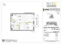 2 pokoje, mieszkanie 42,64 m², piętro 1, oferta nr 1.A.1.15, Rytm Warki, Warka, ul. Armii Krajowej 4A, 4B