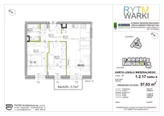 3 pokoje, mieszkanie 57,03 m², piętro 2, oferta nr 1.A.2.17, Rytm Warki, Warka, ul. Armii Krajowej 4A, 4B
