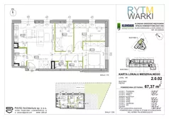 4 pokoje, mieszkanie 67,36 m², piętro 1, oferta nr 2.1.05, Rytm Warki, Warka, ul. Armii Krajowej 4A, 4B