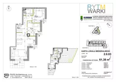 3 pokoje, mieszkanie 61,38 m², parter, oferta nr 2.0.03, Rytm Warki, Warka, ul. Armii Krajowej 4A, 4B
