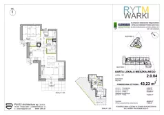 2 pokoje, mieszkanie 43,23 m², parter, oferta nr 2.0.04, Rytm Warki, Warka, ul. Armii Krajowej 4A, 4B