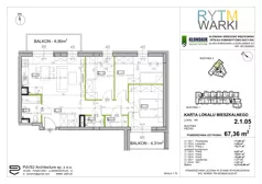 4 pokoje, mieszkanie 67,36 m², piętro 1, oferta nr 2.1.05, Rytm Warki, Warka, ul. Armii Krajowej 4A, 4B