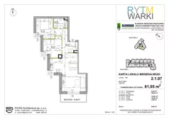 3 pokoje, mieszkanie 61,05 m², piętro 1, oferta nr 2.1.07, Rytm Warki, Warka, ul. Armii Krajowej 4A, 4B