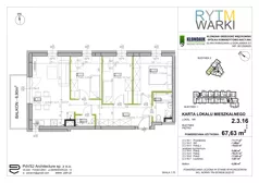 4 pokoje, mieszkanie 67,63 m², piętro 3, oferta nr 2.3.16, Rytm Warki, Warka, ul. Armii Krajowej 4A, 4B