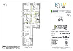 4 pokoje, mieszkanie 79,05 m², piętro 4, oferta nr 1.B.4.77, Rytm Warki, Warka, ul. Armii Krajowej 4A, 4B