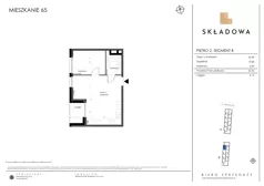 2 pokoje, mieszkanie 40,44 m², piętro 2, oferta nr B65, Apartamenty Składowa, Kraków, Krowodrza, ul. Składowa 22