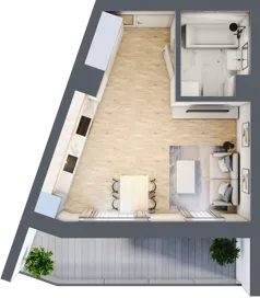 1 pokój, mieszkanie 28,01 m², piętro 2, oferta nr 34, Choiny 3 Budynek B3, Lublin, Czechów Północny, ul. Choiny 3