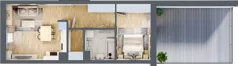 2 pokoje, mieszkanie 44,89 m², piętro 1, oferta nr 52, Choiny 3 Budynek B3, Lublin, Czechów Północny, ul. Choiny 3