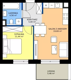 2 pokoje, mieszkanie 40,69 m², piętro 2, oferta nr 13, Choiny 3 Budynek B2, Lublin, Czechów Północny, ul. Choiny 3