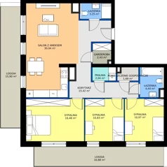 4 pokoje, mieszkanie 97,59 m², piętro 6, oferta nr 31, Choiny 3 Budynek B2, Lublin, Czechów Północny, ul. Choiny 3