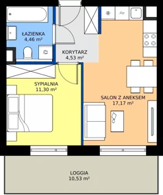 2 pokoje, mieszkanie 37,46 m², piętro 2, oferta nr 52, Choiny 3 Budynek B2, Lublin, Czechów Północny, ul. Choiny 3