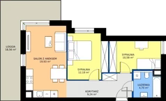 3 pokoje, mieszkanie 56,64 m², piętro 1, oferta nr 5, Choiny 3 Budynek B2, Lublin, Czechów Północny, ul. Choiny 3