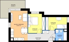 3 pokoje, mieszkanie 56,64 m², piętro 2, oferta nr 10, Choiny 3 Budynek B2, Lublin, Czechów Północny, ul. Choiny 3
