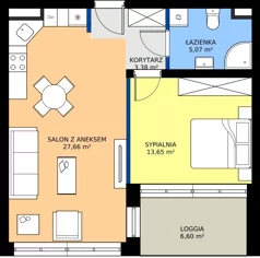 2 pokoje, mieszkanie 49,76 m², parter, oferta nr M2, Ogrody Reymonta, Niemcz, ul. Władysława Reymonta
