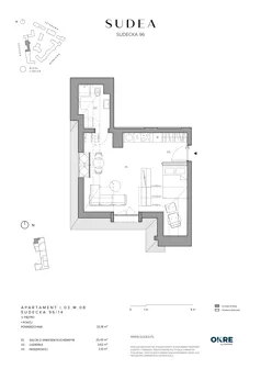 1 pokój, mieszkanie 32,18 m², piętro 3, oferta nr I.03.M.08, SUDEA, Wrocław, Borek, Krzyki, ul. Sudecka