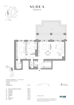 3 pokoje, mieszkanie 117,05 m², piętro 1, oferta nr I.01.M.01, SUDEA, Wrocław, Borek, Krzyki, ul. Sudecka