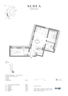 4 pokoje, mieszkanie 78,87 m², piętro 2, oferta nr J.02.M.05, SUDEA, Wrocław, Borek, Krzyki, ul. Sudecka
