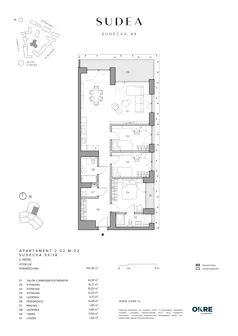 4 pokoje, mieszkanie 102,36 m², piętro 2, oferta nr 2.02.M.02, SUDEA, Wrocław, Borek, Krzyki, ul. Sudecka
