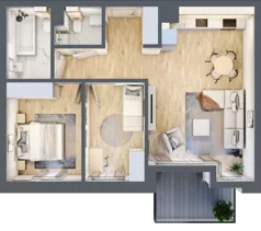 3 pokoje, mieszkanie 61,67 m², parter, oferta nr B.05, Dolna Górna Wilda, Poznań, Wilda, Wilda, ul. Górna Wilda