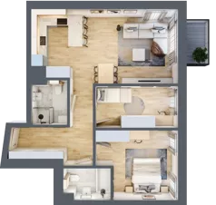 3 pokoje, mieszkanie 72,76 m², piętro 1, oferta nr B.12, Dolna Górna Wilda, Poznań, Wilda, Wilda, ul. Górna Wilda
