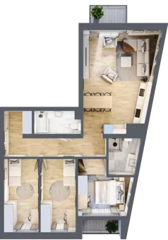 4 pokoje, mieszkanie 81,28 m², piętro 1, oferta nr C.12, Dolna Górna Wilda, Poznań, Wilda, Wilda, ul. Górna Wilda