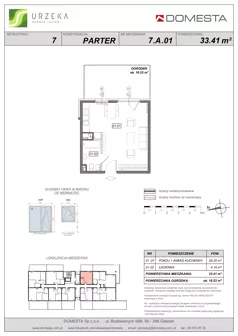 1 pokój, mieszkanie 33,41 m², parter, oferta nr 7.A.01, Urzeka - budynek 7, Gdańsk, Jasień, ul. Guderskiego / Czermińskiego