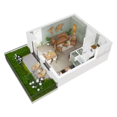 1 pokój, mieszkanie 33,41 m², parter, oferta nr 7.A.01, Urzeka - budynek 7, Gdańsk, Jasień, ul. Guderskiego / Czermińskiego
