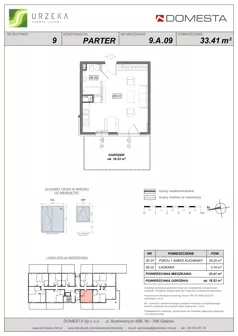 1 pokój, mieszkanie 33,41 m², parter, oferta nr 9.A.09, Urzeka - budynek 9, Gdańsk, Jasień, ul. Guderskiego / Czermińskiego