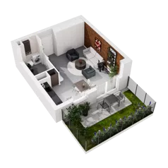 1 pokój, mieszkanie 33,41 m², parter, oferta nr 9.A.09, Urzeka - budynek 9, Gdańsk, Jasień, ul. Guderskiego / Czermińskiego