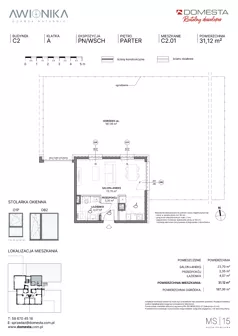 1 pokój, mieszkanie 31,12 m², parter, oferta nr C2.01, Awionika, Gdańsk, Matarnia, ul. Radiowa