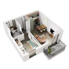 2 pokoje, mieszkanie 36,21 m², piętro 1, oferta nr 6.A.14, Urzeka - budynek 6 , Gdańsk, Jasień, ul. Guderskiego / Czermińskiego
