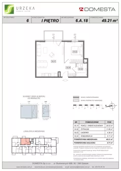 2 pokoje, mieszkanie 49,21 m², piętro 1, oferta nr 6.A.18, Urzeka - budynek 6 , Gdańsk, Jasień, ul. Guderskiego / Czermińskiego