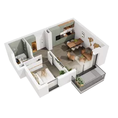 2 pokoje, mieszkanie 49,21 m², piętro 1, oferta nr 6.A.18, Urzeka - budynek 6 , Gdańsk, Jasień, ul. Guderskiego / Czermińskiego