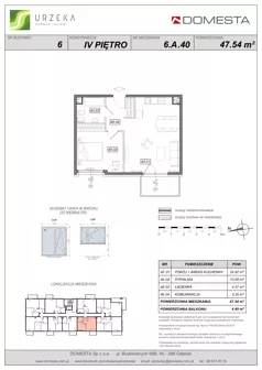 2 pokoje, mieszkanie 47,54 m², piętro 4, oferta nr 6.A.40, Urzeka - budynek 6 , Gdańsk, Jasień, ul. Guderskiego / Czermińskiego