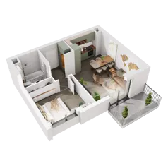 2 pokoje, mieszkanie 47,54 m², piętro 4, oferta nr 6.A.40, Urzeka - budynek 6 , Gdańsk, Jasień, ul. Guderskiego / Czermińskiego