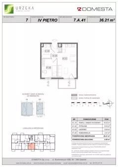 2 pokoje, mieszkanie 36,21 m², piętro 4, oferta nr 7.A.41, Urzeka - budynek 7, Gdańsk, Jasień, ul. Guderskiego / Czermińskiego