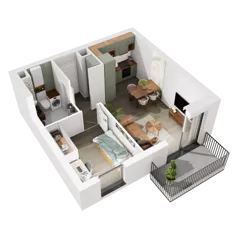 2 pokoje, mieszkanie 36,21 m², piętro 4, oferta nr 7.A.41, Urzeka - budynek 7, Gdańsk, Jasień, ul. Guderskiego / Czermińskiego