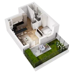 2 pokoje, mieszkanie 33,50 m², parter, oferta nr 8.B.01, Urzeka - budynek 8, Gdańsk, Jasień, ul. Guderskiego / Czermińskiego