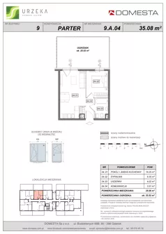 2 pokoje, mieszkanie 35,19 m², piętro 1, oferta nr 9.A.13, Urzeka - budynek 9, Gdańsk, Jasień, ul. Guderskiego / Czermińskiego