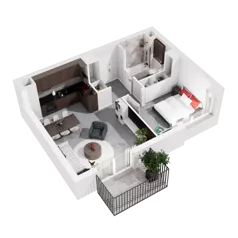 2 pokoje, mieszkanie 47,54 m², piętro 1, oferta nr 9.A.15, Urzeka - budynek 9, Gdańsk, Jasień, ul. Guderskiego / Czermińskiego