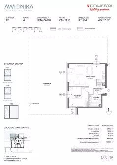 2 pokoje, mieszkanie 46,57 m², piętro 2, oferta nr C1.12, Awionika, Gdańsk, Matarnia, ul. Radiowa
