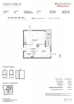 2 pokoje, mieszkanie 48,22 m², piętro 2, oferta nr C2.09, Awionika, Gdańsk, Matarnia, ul. Radiowa