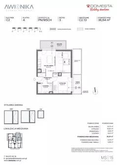 2 pokoje, mieszkanie 36,64 m², piętro 3, oferta nr C2.13, Awionika, Gdańsk, Matarnia, ul. Radiowa
