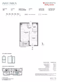 2 pokoje, mieszkanie 42,22 m², piętro 1, oferta nr B1.A.03, Awionika, Gdańsk, Matarnia, ul. Radiowa