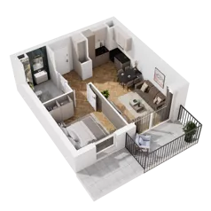 2 pokoje, mieszkanie 37,74 m², piętro 1, oferta nr B1.A.04, Awionika, Gdańsk, Matarnia, ul. Radiowa